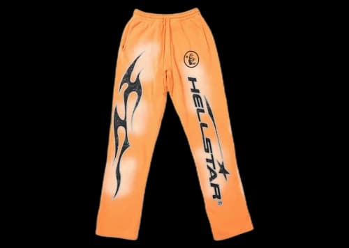 Hellstar Fire Orange Flare Bottom Sweatpants Orange Dye