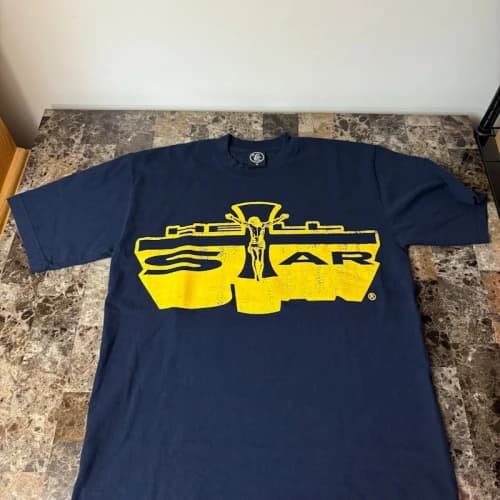Hellstar Jesus T-Shirt Navy Yellow