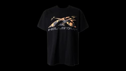 Hellstar Orange Sports Camo Core Logo T-shirt Black