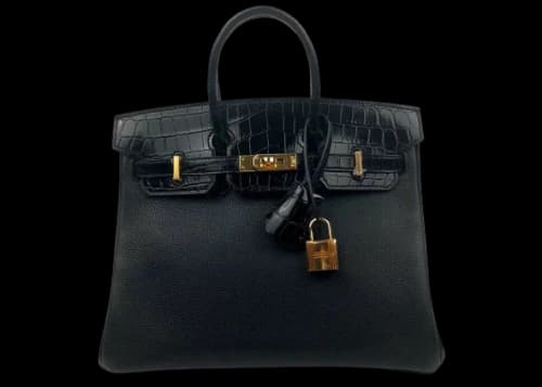 Hermes Birkin Novillo Crocodile Rose Gold-tone 25 Black