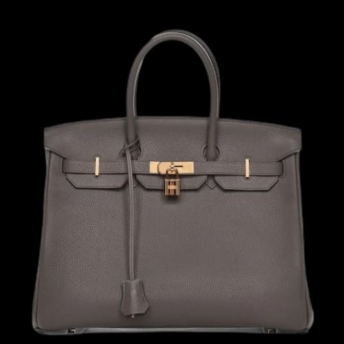 Hermes Birkin Taurillon Clemence 35 Etain