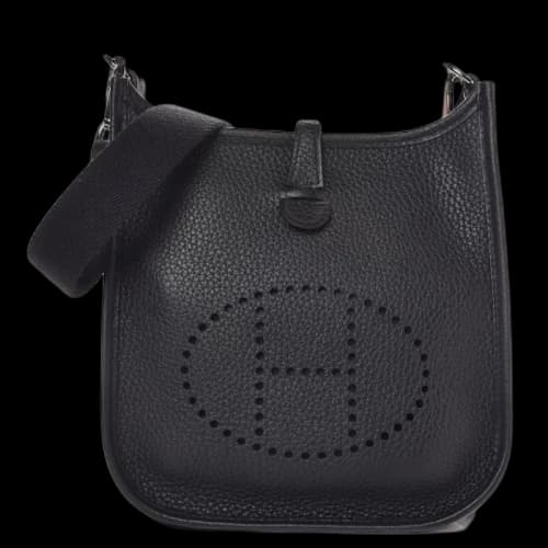 Hermes Evelyne Taurillon Clemence Amazone Strap Palladium TPM Noir