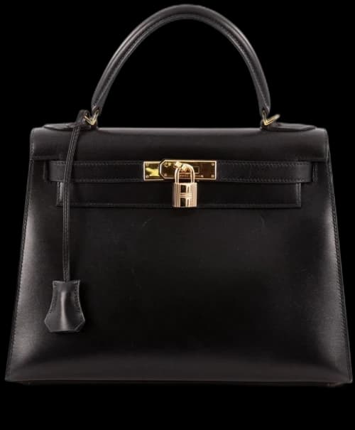 Hermes Kelly Sellier Box Calf 28 Noir