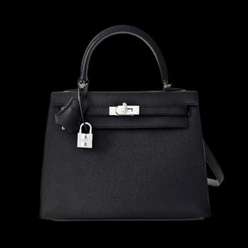 Hermes Kelly Sellier Epsom Palladium 25 Noir