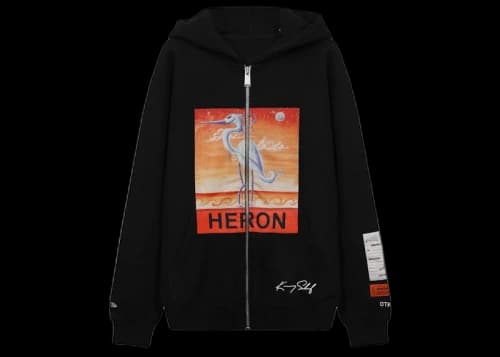 Heron Preston Crane Print Zip Up Sweatshirt Black
