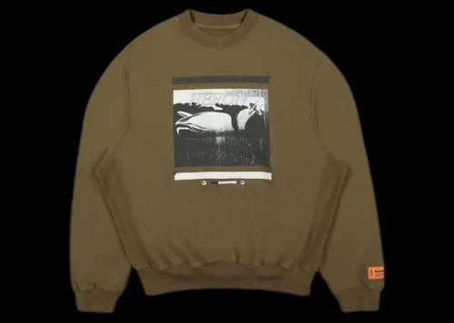 Heron Preston Misprinted Heron Crewneck Dark Olive/Black