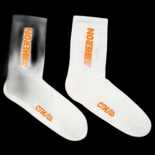 Heron Preston Racing Logo Socks (SS19) White/Orange