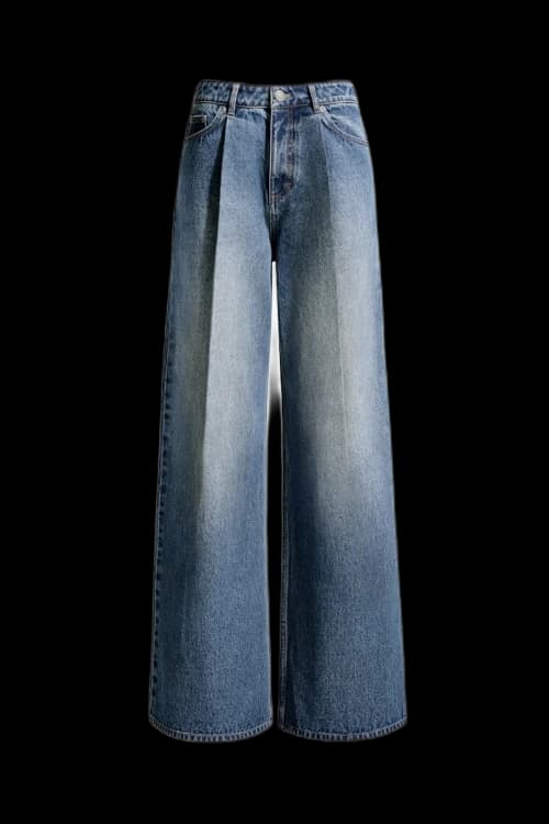 H&M x Magda Butrym Baggy Pleat-Front Jeans Denim Blue