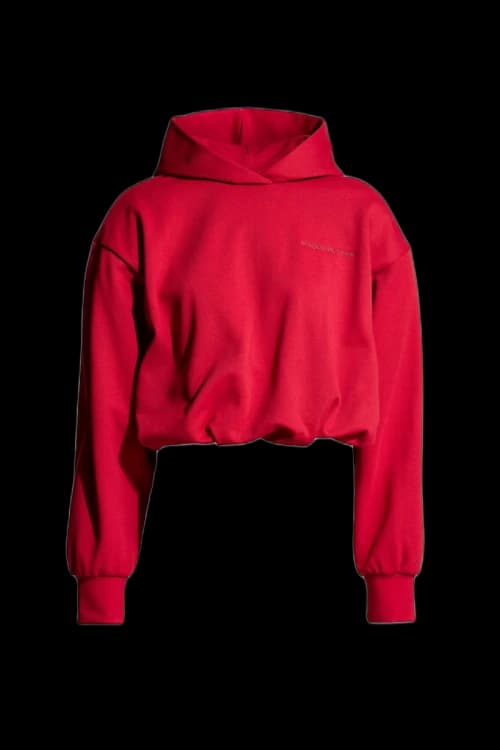 H&M x Magda Butrym Motif-Detail Hoodie with Shoulder Pads Red