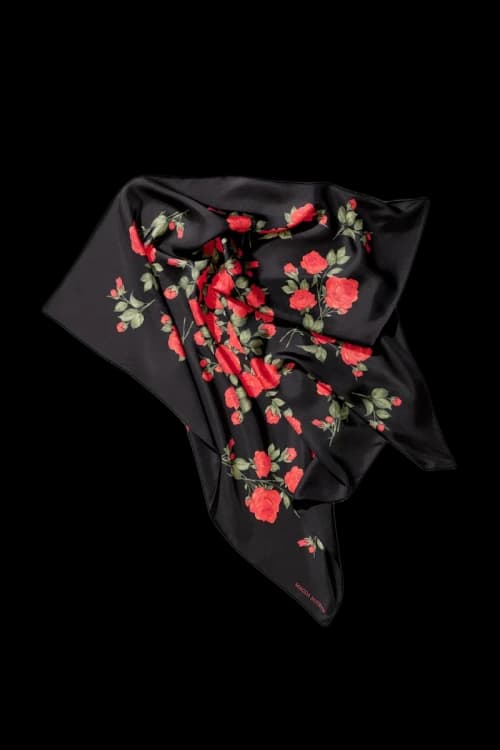 H&M x Magda Butrym Printed Silk Scarf Black/Roses