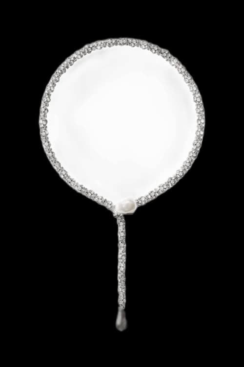 H&M x Magda Butrym Rhinestone-Chain Lariat Necklace Silver-Colored