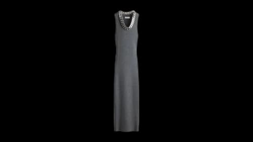 H&M x Stella McCartney Women's Chain-Detail Ribbed Dress Dark Grey Marl