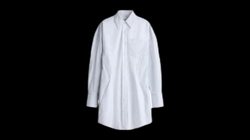 H&M x Stella McCartney Women's Cotton Poplin Shirt Dress White/Grey Striped