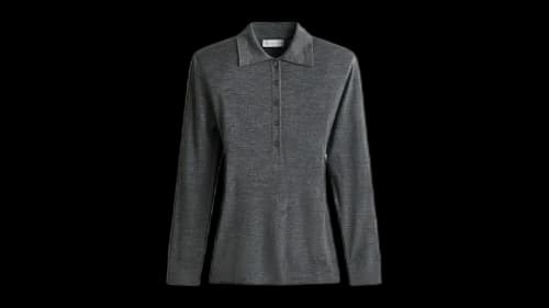 H&M x Stella McCartney Women's Merino Wool Polo Shirt Dark Grey Marl