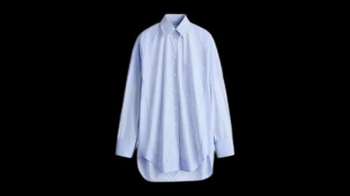 H&M x Stella McCartney Women's Oversized Panelled Poplin Shirt Blue/Striped