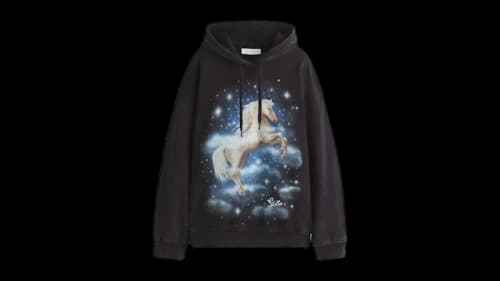 H&M x Stella McCartney Women's Printed Cotton Hoodie Black