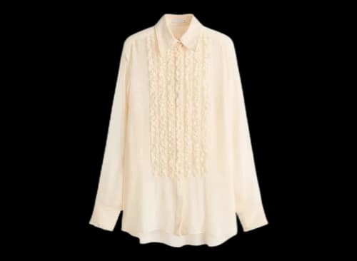 H&M x Stella McCartney Women's Silk-Blend Ruffled-Bib Blouse Cream