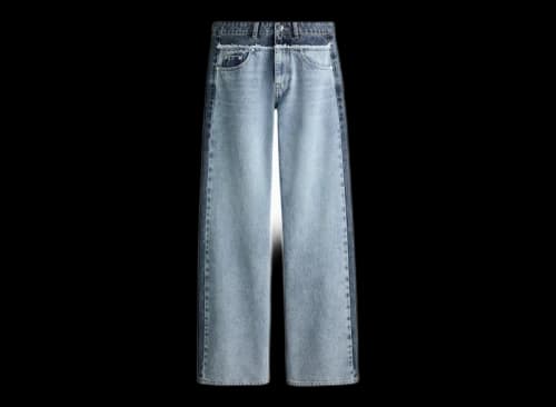 H&M x Stella McCartney Women's Two-Tone Straight-Leg Jeans Light Denim Blue