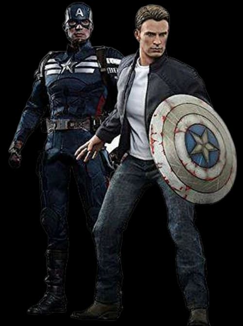 Hot Toys Marvel Movie Masterpiece Captain America & Steve Rogers Figure Set