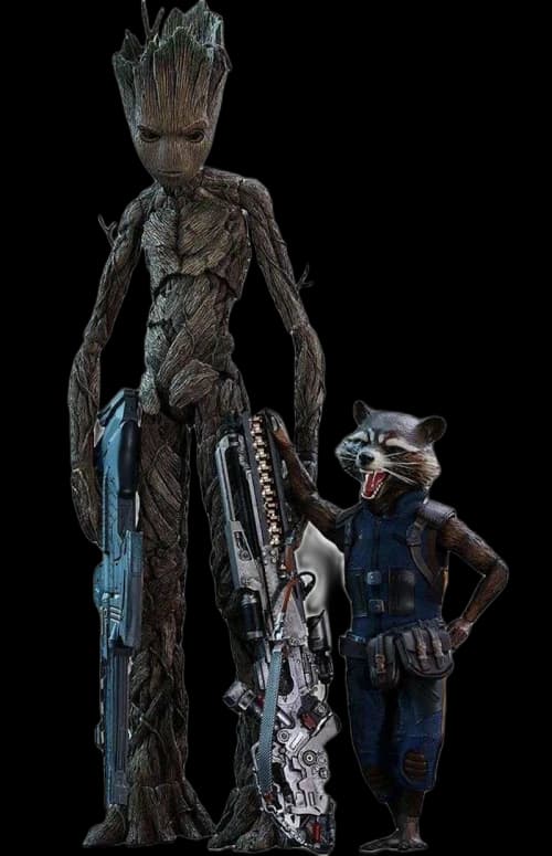 Hot Toys Marvel Movie Masterpiece Groot & Rocket Raccoon Infinity War Collectible Figure