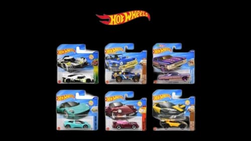 Hot Wheels Set of 6 Hot Wheels 1:64 Scale Mystery Random Assortment Packs Black