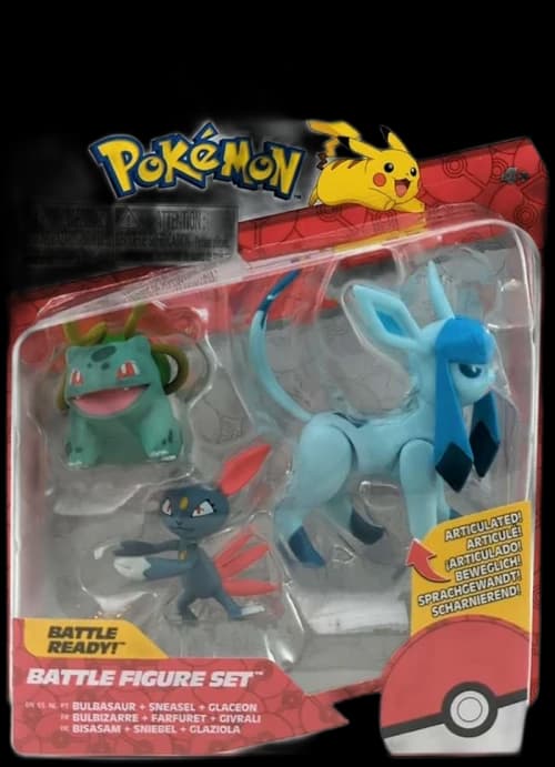 Jazwares Pokemon Battle Figure Bulbasaur, Sneasel & Glaceon Mini Figure (Set of 3)
