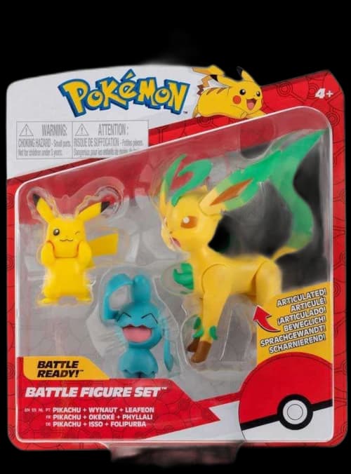 Jazwares Pokemon Battle Figure Pikachu, Wynaut & Leafeon Mini Figure (Set of 3)