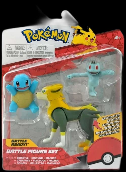 Jazwares Pokemon Battle Figure Squirtle, Boltund & Machop Mini Figure (Set of 3)