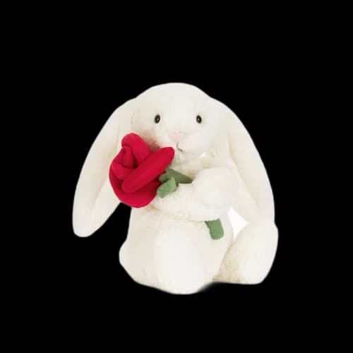 Jellycat Cream Bunny with Rose Plush