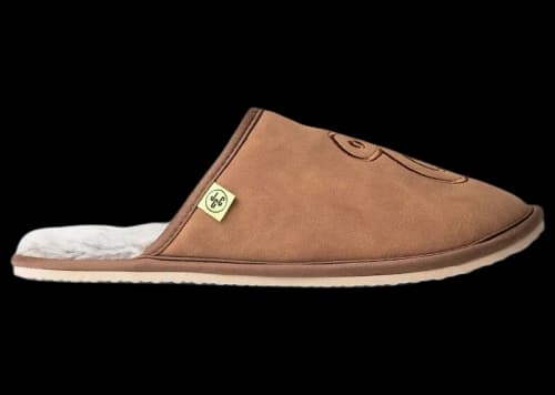 John Geiger House Slippers Brown Plush Interior