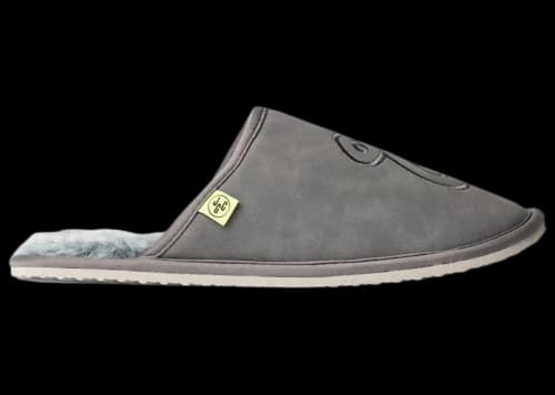 John Geiger House Slippers Grey Plush Interior