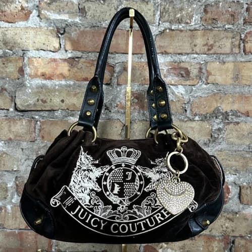 Juicy Couture Brown Velour Shoulder Bag