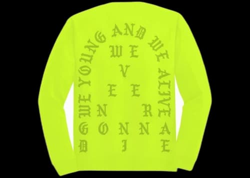 Kanye West Las Vegas Pablo Pop-Up We Young And We Alive L/S Tee Safety Green