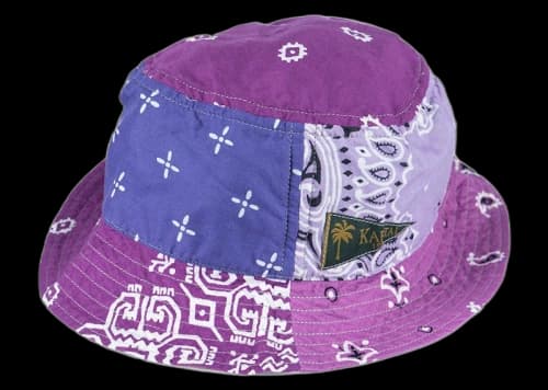Kapital Bandana Patchwork Short Brim Bucket Hat Light Purple
