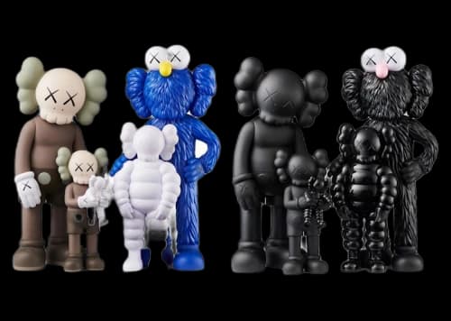 KAWS Family Vinyl Figures Set Brown/White/Blue/Black