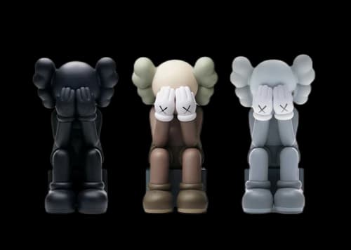 KAWS Passing Through Open Edition Vinyl Figure Black/Brown/Grey Set