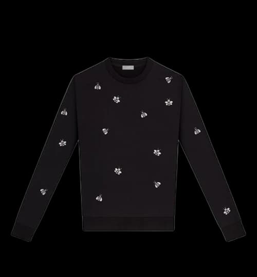 KAWS x Dior Embroidered Bees Crewneck Sweatshirt Black