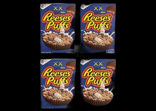 KAWS x Reese's Puffs Limited Edition Cereal 4x Lot (Not Fit For Human Consumption) Blue