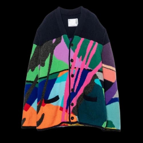 KAWS x Sacai Camo Knit Cardigan Black