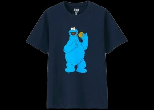 KAWS x Uniqlo x Sesame Street Cookie Monster Tee (Japanese Sizing) Navy