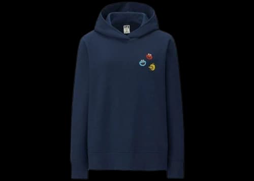 KAWS x Uniqlo x Sesame Street Elmo Cookie Monster Big Bird Heads Hoodie (Japanese Womens Sizing) Navy