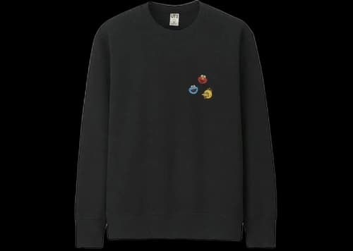 KAWS x Uniqlo x Sesame Street Elmo Cookie Monster Big Bird Heads Sweatshirt (Japanese Sizing) Black