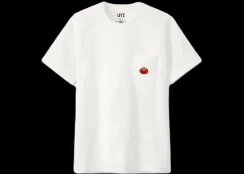 KAWS x Uniqlo x Sesame Street Elmo Pocket Tee (Japanese Sizing) White