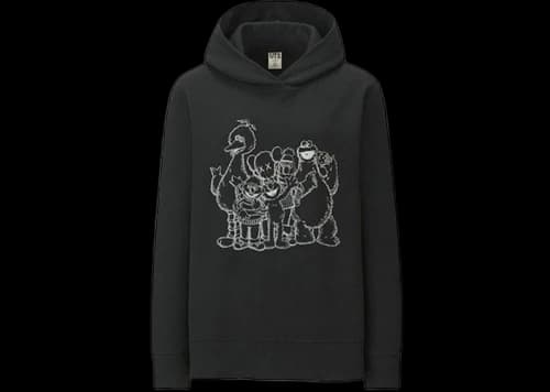 KAWS x Uniqlo x Sesame Street Group #2 Outline Hoodie (Asia Womens Sizing) Black