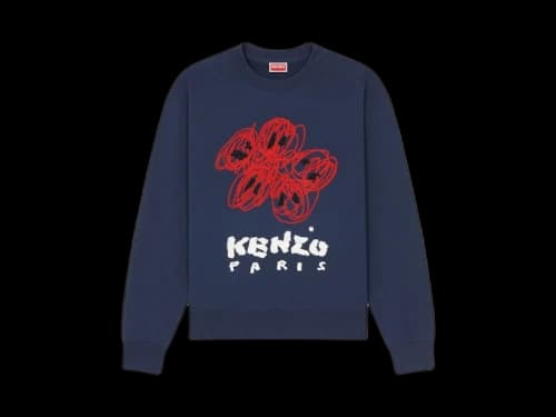KENZO Drawn Varsity Embroidered Boke Flower Sweatshirt Navy