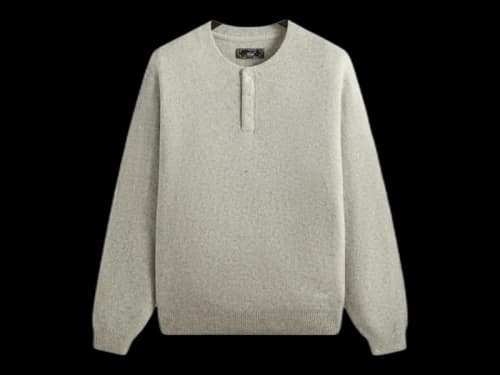 Kith Boucle Harmon Henley Sweater Light Heather Grey