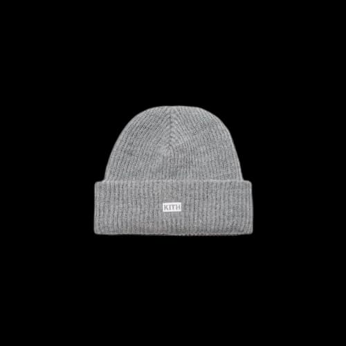 Kith Classic Logo Knit Beanie Light Heather Grey
