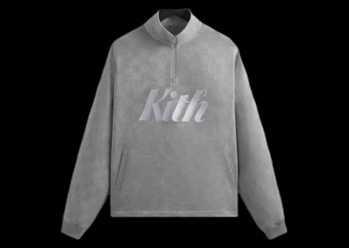 Kith Double Knit Davis Quarter Zip Pullover Concrete