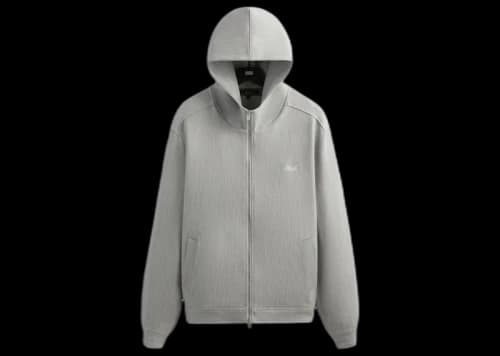 Kith Double Weave Selfridge Zip Up Hoodie Light Heather Grey
