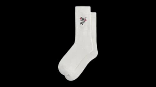 Kith Embroidered Rose Crew Socks Light Heather Grey
